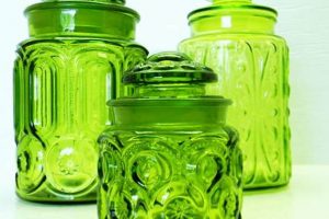 Buy Vintage Green Glass Canisters: Timeless Kitchen Decor | Vintage Treasures: Discover Rare Antiques, Collectibles & Retro Finds