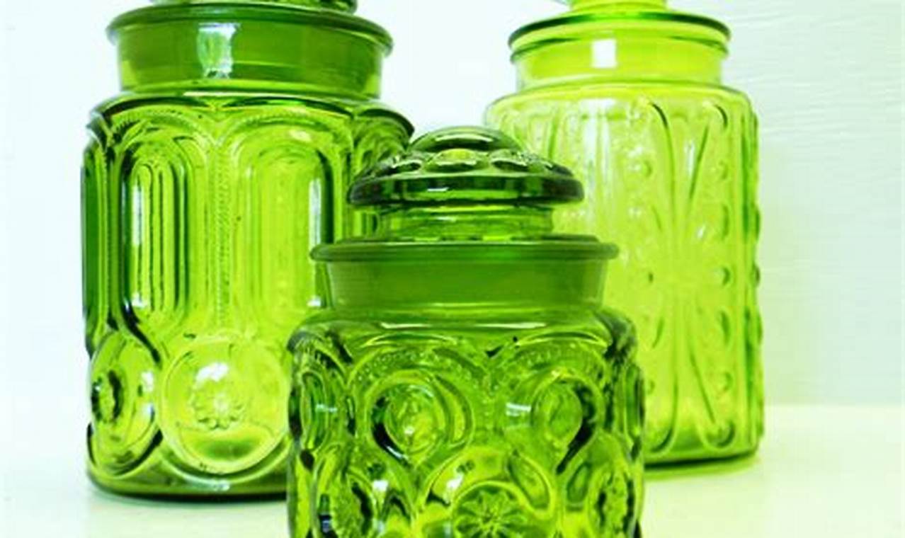Buy Vintage Green Glass Canisters: Timeless Kitchen Decor | Vintage Treasures: Discover Rare Antiques, Collectibles & Retro Finds