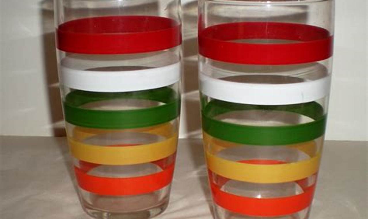 Retro Charm: Vintage Striped Drinking Glasses Collection | Vintage Treasures: Discover Rare Antiques, Collectibles & Retro Finds