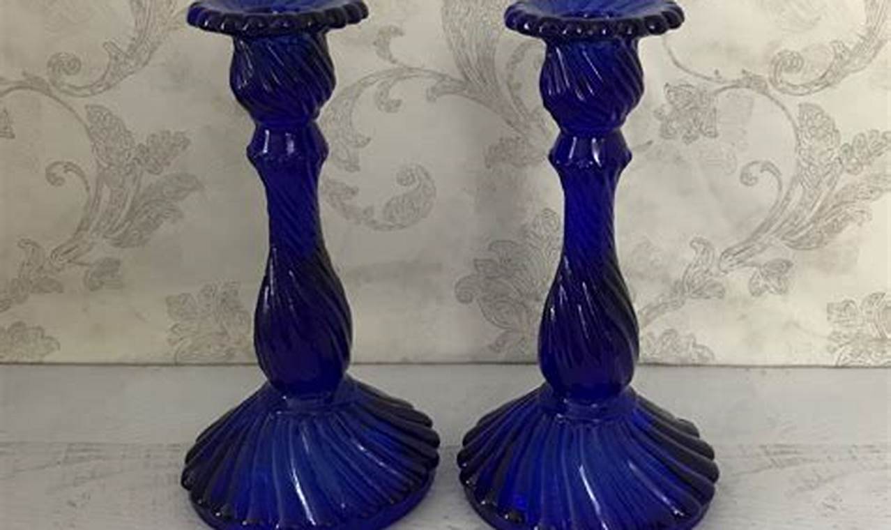 Shop Antique Vintage Blue Glass Candle Holders Decor | Vintage Treasures: Discover Rare Antiques, Collectibles & Retro Finds