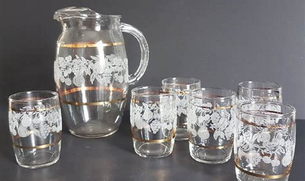 Buy Elegant Vintage Pitcher and Glasses Set | Collectibles Vintage Treasures: Discover Rare Antiques, Collectibles & Retro Finds Buy Elegant Vintage Pitcher and Glasses Set | Collectibles | Vintage Treasures: Discover Rare Antiques, Collectibles & Retro Finds