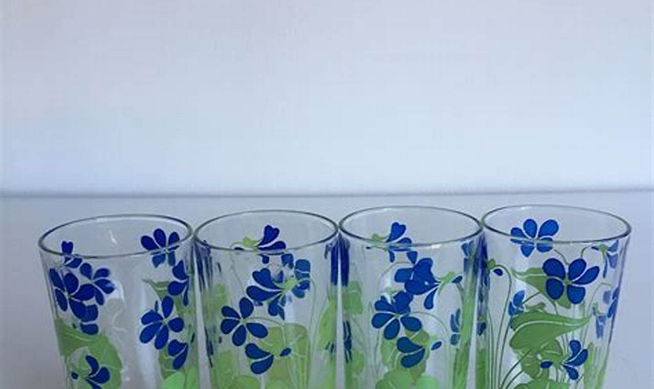 Buy Antique Vintage Juice Glasses with Flowers - Floral Glassware! | Vintage Treasures: Discover Rare Antiques, Collectibles & Retro Finds