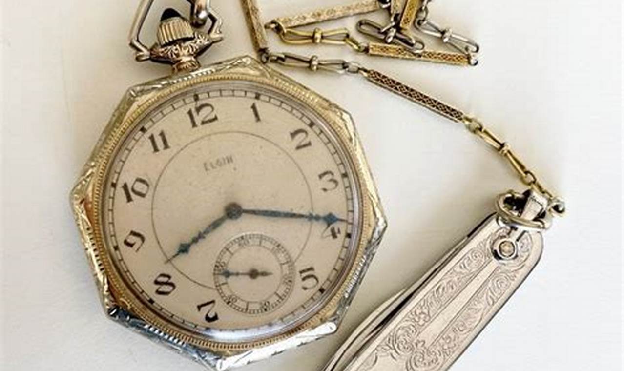 Buy Vintage: 9k Gold Illinois Octagonal Pocket Watch + | Vintage Treasures: Discover Rare Antiques, Collectibles & Retro Finds